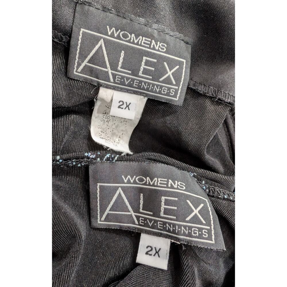 Alex Evenings 2 Piece Set Jacket Shell Black Blue Glitter Women's Size 2X - Picture 7 of 8